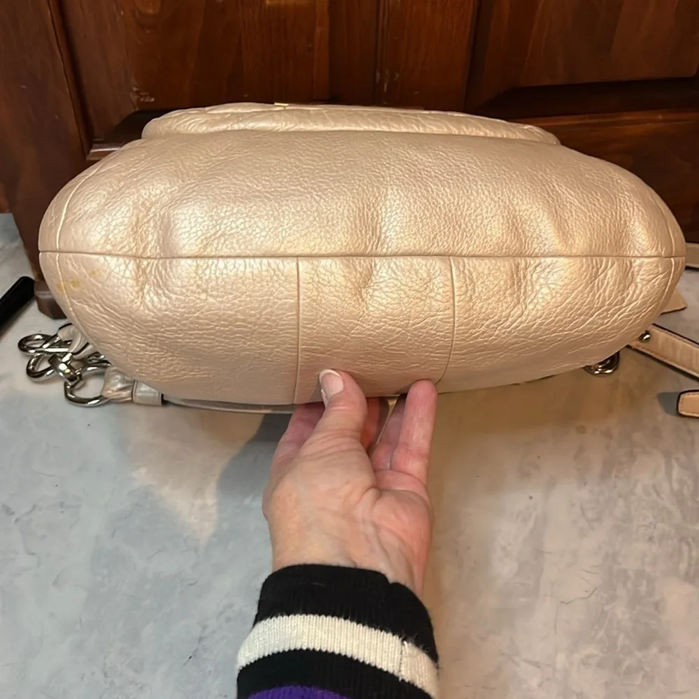 Coach Kristen 16808 metallic pearl leather Shoulder bag Satchel Crossbody EUC